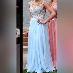 Gorgeous blue and gold prom dress